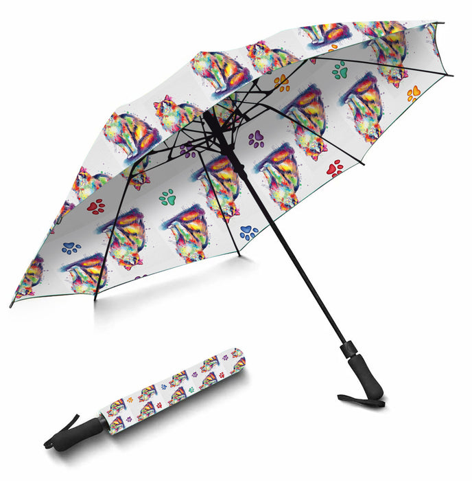 Watercolor Mini Ragdoll CatsSemi-Automatic Foldable Umbrella