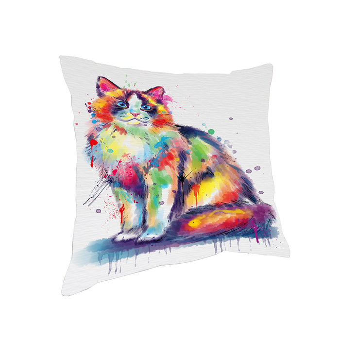 Watercolor Ragdoll Cat Pillow with Top Quality High-Resolution Images - Ultra Soft Pet Pillows for Sleeping - Reversible & Comfort - Ideal Gift for Dog Lover - Cushion for Sofa Couch Bed - 100% Polyester