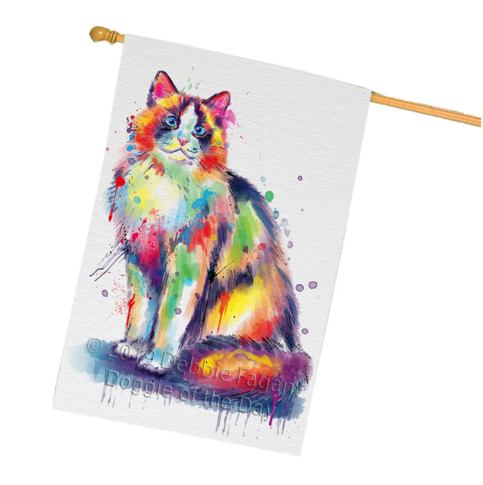 Watercolor Ragdoll Cat House Flag FLG66181