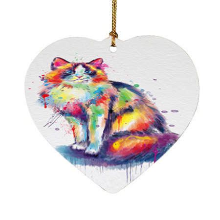 Watercolor Ragdoll Cat Heart Christmas Ornament HPORA58498