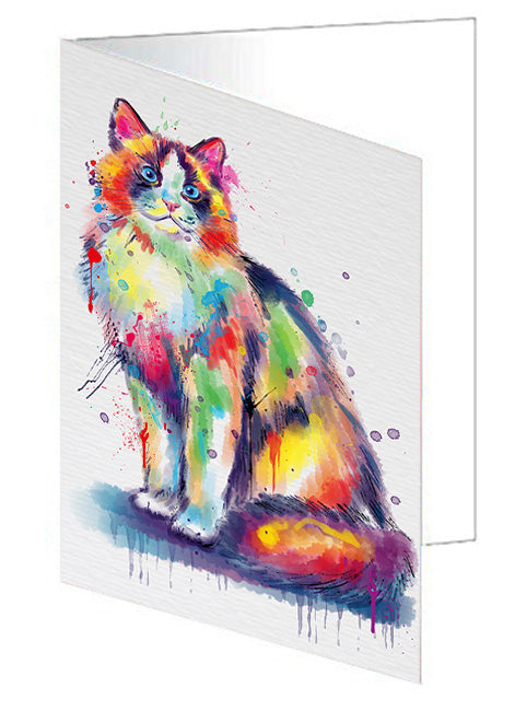 Watercolor Ragdoll Cat Handmade Artwork Assorted Pets Greeting Cards and Note Cards with Envelopes for All Occasions and Holiday Seasons GCD79121
