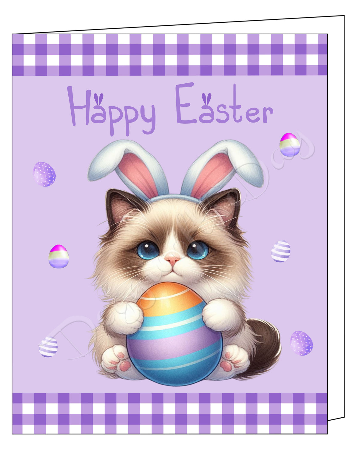 Ragdoll Cat Easter Day Greeting Cards and Note Cards with Envelope - E
