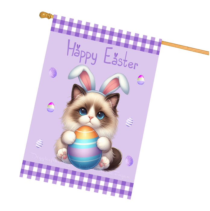 Ragdoll Cat Easter Day House Flags with Multi Design - Double Sided Easter Festival Gift for Home Decoration  - Holiday Cats Flag Decor 28" x 40"