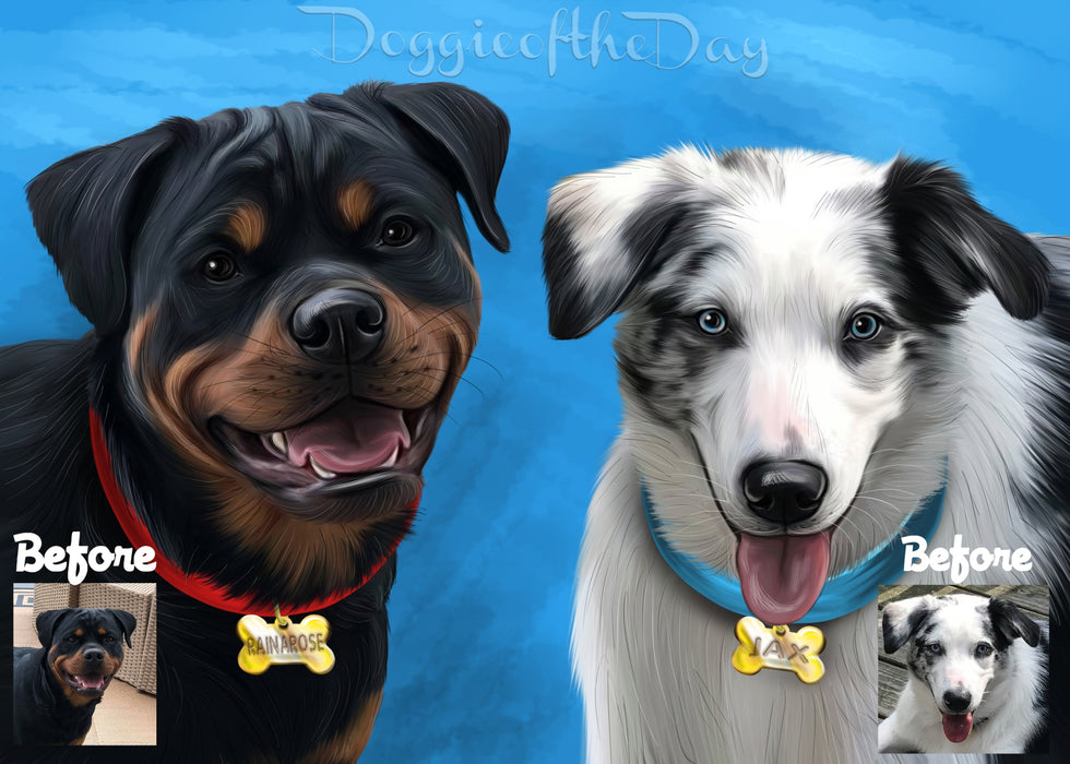 Digital Painting PERSONALIZED Caricature PET PORTRAIT! Custom Pet Dog or Cat Art