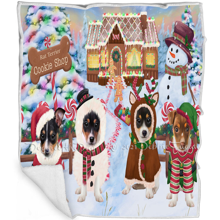 Holiday Gingerbread Cookie Shop Rat Terriers Dog Blanket BLNKT128037