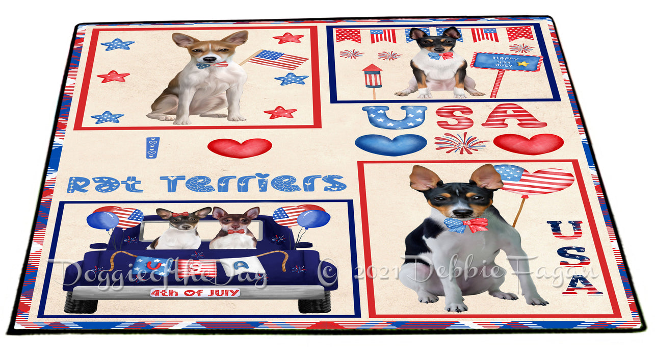 4th of July Independence Day I Love USA Rat Terrier Dogs Floormat FLMS56290 Floormat FLMS56290