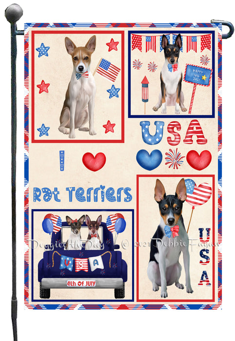 4th of July Independence Day I Love USA Rat Terrier Dogs Garden Flag GFLG66928