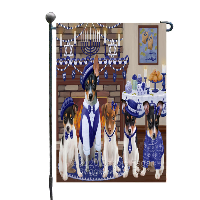 Happy Hanukkah Family Rat Terrier Dogs Garden Flag GFLG65767