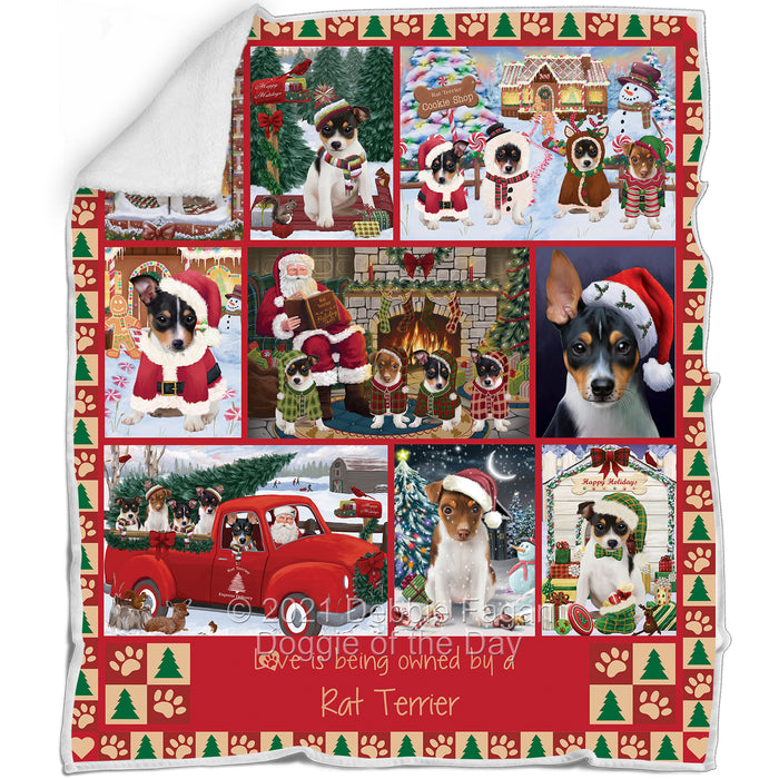 Love is Being Owned Christmas Rat Terrier Dogs Blanket BLNKT143489