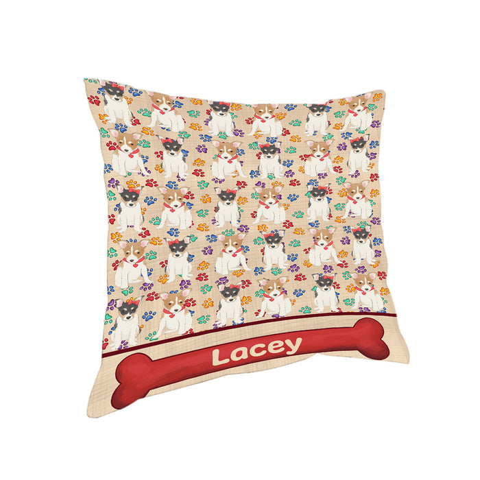 Rainbow Paw Print Rat Terrier Dogs Pillow PIL84336
