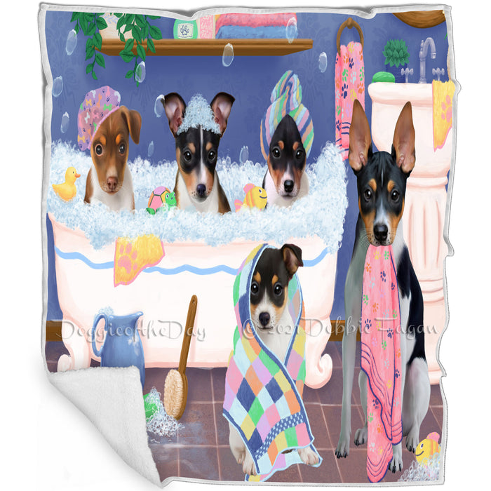 Rub A Dub Dogs In A Tub Rat Terriers Dog Blanket BLNKT130728