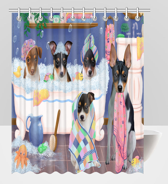 Rub A Dub Dogs In A Tub Rat Terrier Dogs Shower Curtain