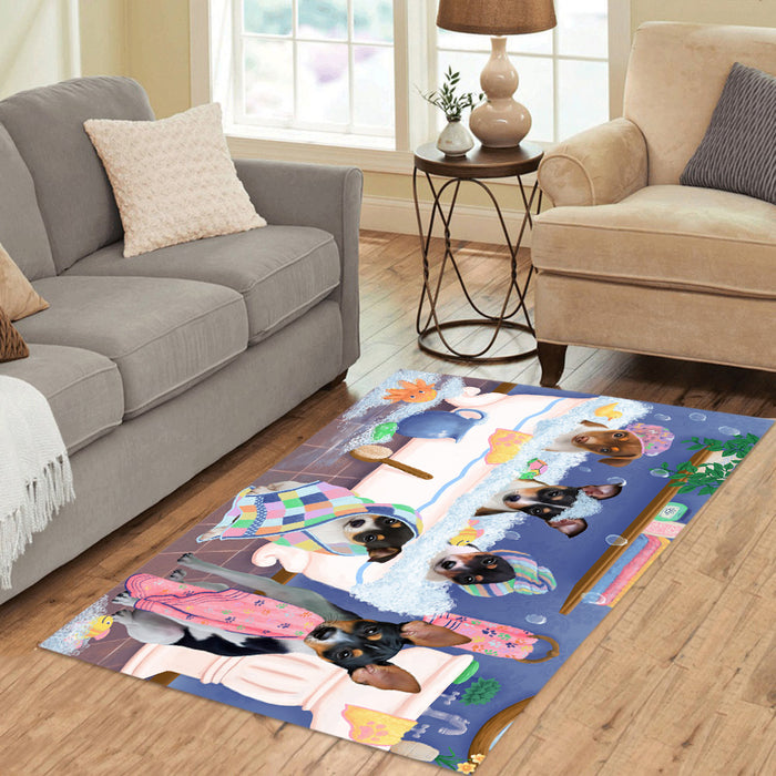 Rub A Dub Dogs In A Tub Rat Terrier Dogs Area Rug