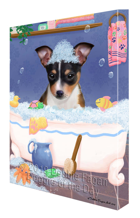 Rub A Dub Dog In A Tub Rat Terrier Dog Canvas Print Wall Art Décor CVS143333