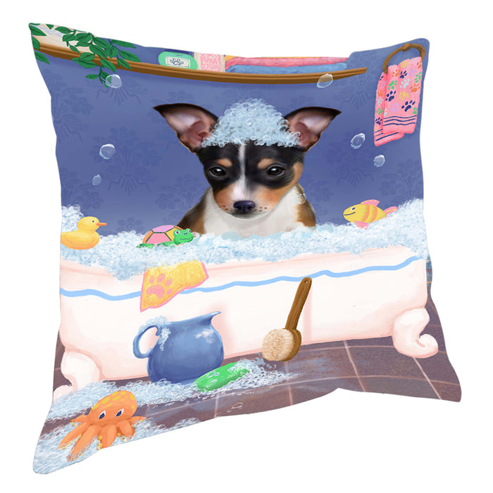Rub A Dub Dog In A Tub Rat Terrier Dog Pillow with Top Quality High-Resolution Images - Ultra Soft Pet Pillows for Sleeping - Reversible & Comfort - Ideal Gift for Dog Lover - Cushion for Sofa Couch Bed - 100% Polyester, PILA90730