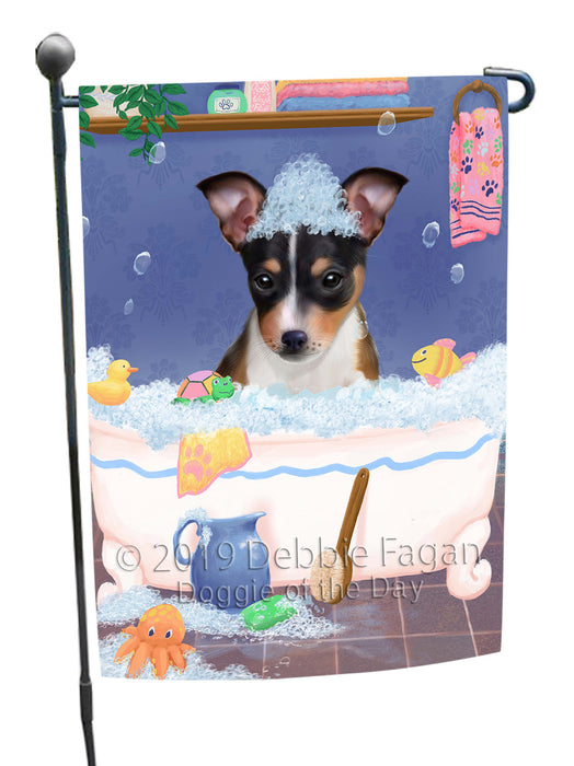 Rub A Dub Dog In A Tub Rat Terrier Dog Garden Flag GFLG66281