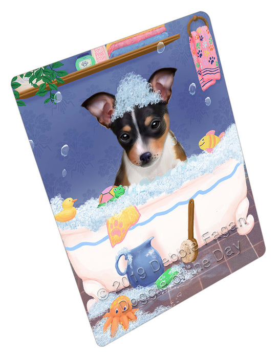 Rub A Dub Dog In A Tub Rat Terrier Dog Cutting Board - For Kitchen - Scratch & Stain Resistant - Designed To Stay In Place - Easy To Clean By Hand - Perfect for Chopping Meats, Vegetables, CA81816