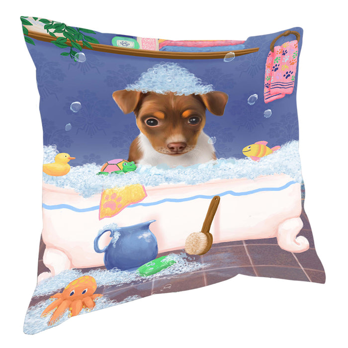 Rub A Dub Dog In A Tub Rat Terrier Dog Pillow with Top Quality High-Resolution Images - Ultra Soft Pet Pillows for Sleeping - Reversible & Comfort - Ideal Gift for Dog Lover - Cushion for Sofa Couch Bed - 100% Polyester, PILA90733