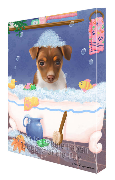Rub A Dub Dog In A Tub Rat Terrier Dog Canvas Print Wall Art Décor CVS143342