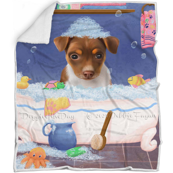 Rub A Dub Dog In A Tub Rat Terrier Dog Blanket BLNKT143135