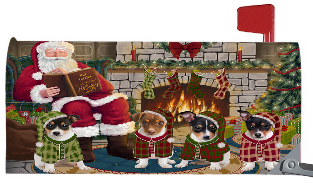 Christmas Cozy Holiday Fire Tails Rat Terrier Dogs 6.5 x 19 Inches Magnetic Mailbox Cover Post Box Cover Wraps Garden Yard Décor MBC48925