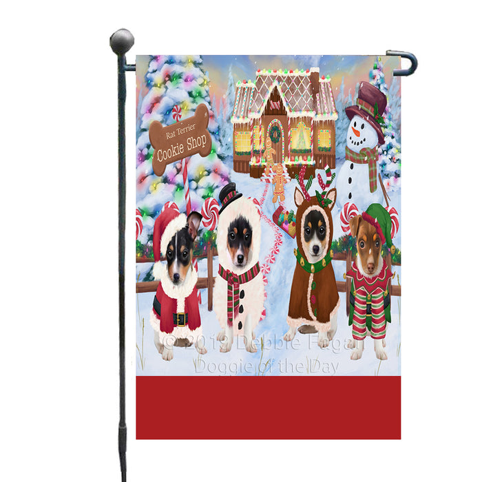 Personalized Holiday Gingerbread Cookie Shop Rat Terrier Dogs Custom Garden Flags GFLG-DOTD-A59228