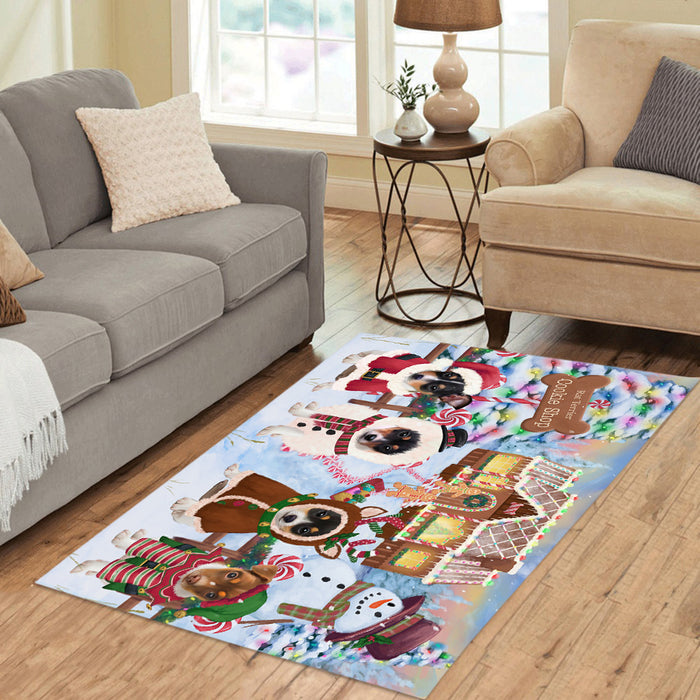 Holiday Gingerbread Cookie Rat Terrier Dogs Area Rug
