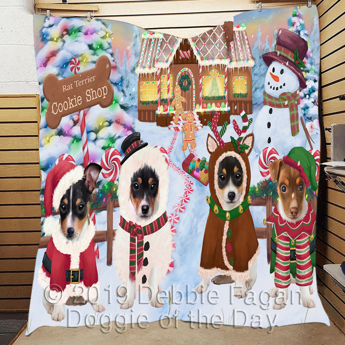 Holiday Gingerbread Cookie Rat Terrier Dogs Quilt