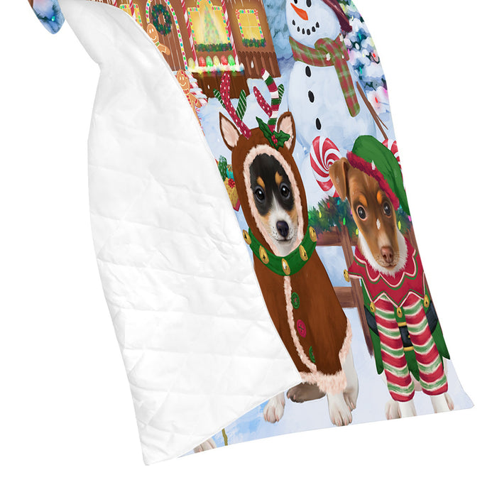 Holiday Gingerbread Cookie Rat Terrier Dogs Quilt