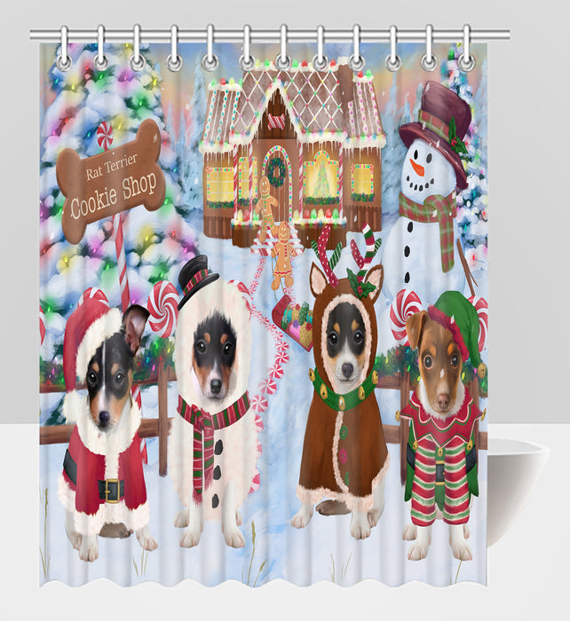 Holiday Gingerbread Cookie Rat Terrier Dogs Shower Curtain