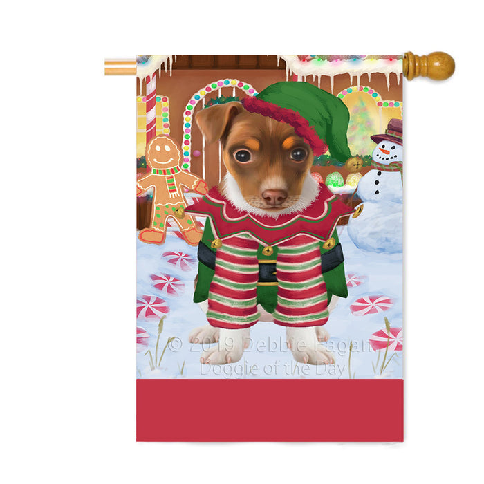 Personalized Gingerbread Candyfest Rat Terrier Dog Custom House Flag FLG63917