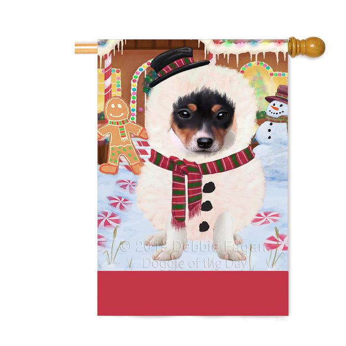 Personalized Gingerbread Candyfest Rat Terrier Dog Custom House Flag FLG63920