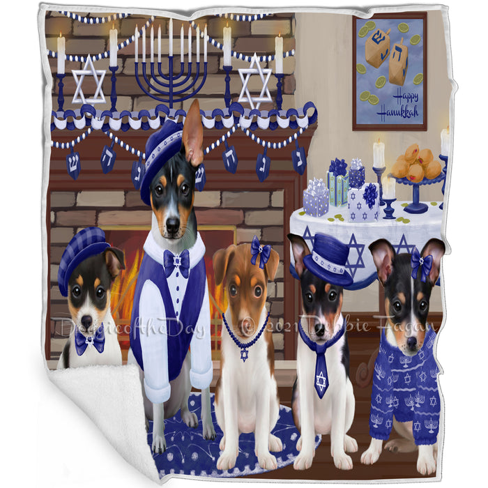 Happy Hanukkah Rat Terrier Dogs Blanket BLNKT144023