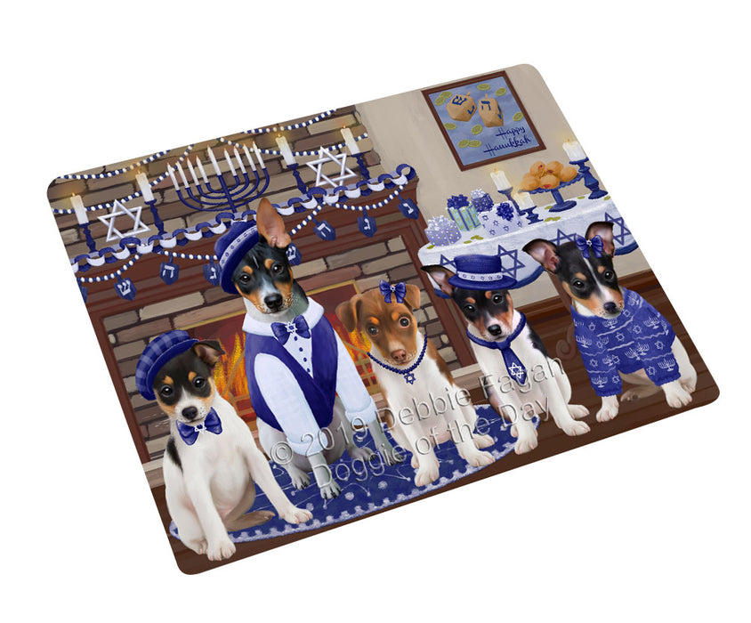 Happy Hanukkah Family Rat Terrier Dogs Cutting Board - For Kitchen - Scratch & Stain Resistant - Designed To Stay In Place - Easy To Clean By Hand - Perfect for Chopping Meats, Vegetables