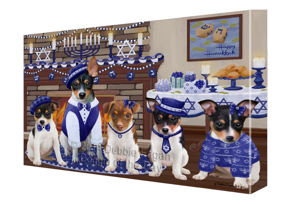 Happy Hanukkah Family Rat Terrier Dogs Canvas Print Wall Art Décor CVS144170