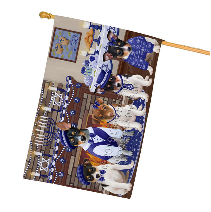 Happy Hanukkah Family Rat Terrier Dogs House Flag FLG65935