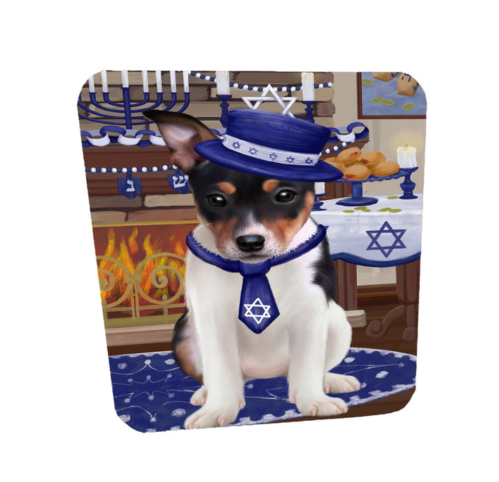 Happy Hanukkah Family Rat Terrier Dogs Coasters Set of 4 CSTA58751