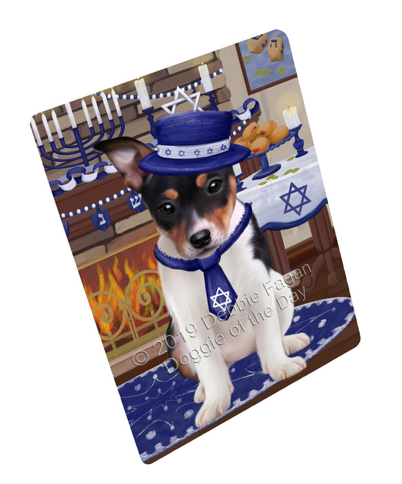 Happy Hanukkah Rat Terrier Dog Cutting Board - For Kitchen - Scratch & Stain Resistant - Designed To Stay In Place - Easy To Clean By Hand - Perfect for Chopping Meats, Vegetables