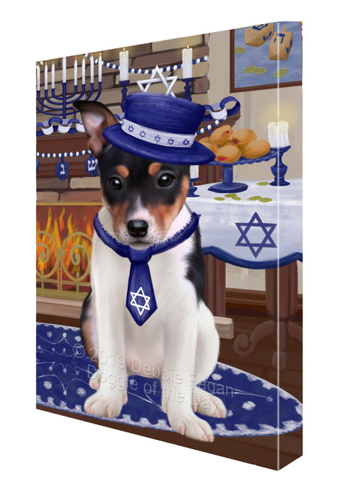 Happy Hanukkah Rat Terrier Dog Canvas Print Wall Art Décor CVS144719