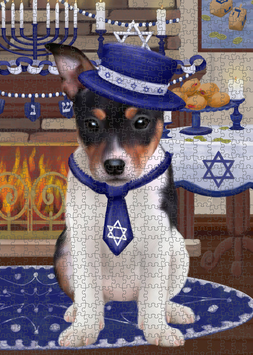 Happy Hanukkah Rat Terrier Dog Puzzle with Photo Tin PUZ99104