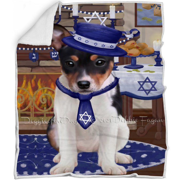 Happy Hanukkah Rat Terrier Dog Blanket BLNKT144022