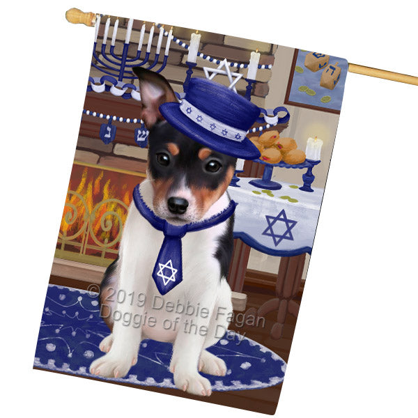 Happy Hanukkah Rat Terrier Dog House Flag FLG65996