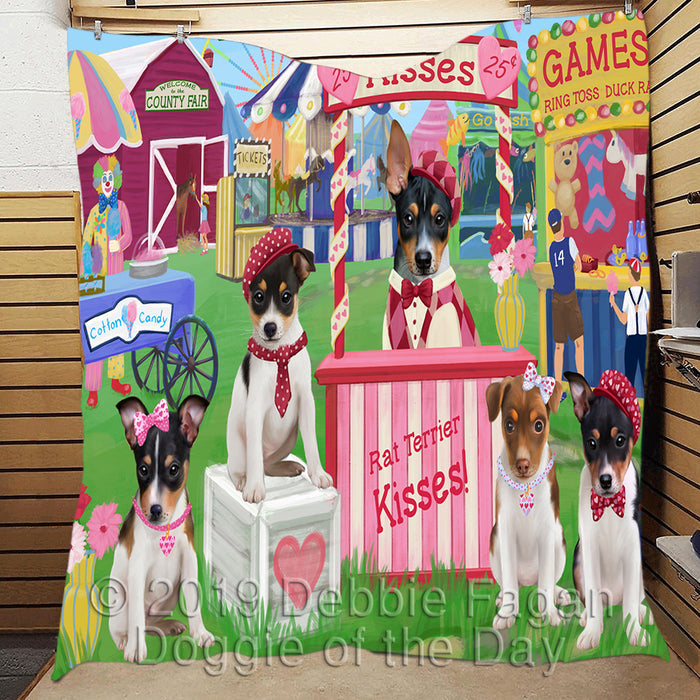Carnival Kissing Booth Rat Terrier Dogs Quilt