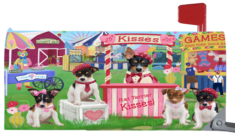 Carnival Kissing Booth Rat Terrier Dogs Magnetic Mailbox Cover Both Sides Pet Theme Printed Decorative Letter Box Wrap Case Postbox Thick Magnetic Vinyl Material