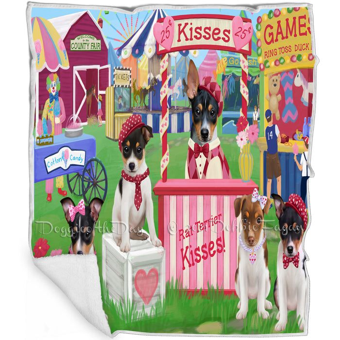 Carnival Kissing Booth Rat Terriers Dog Blanket BLNKT122664