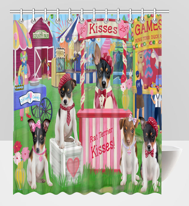 Carnival Kissing Booth Rat Terrier Dogs Shower Curtain