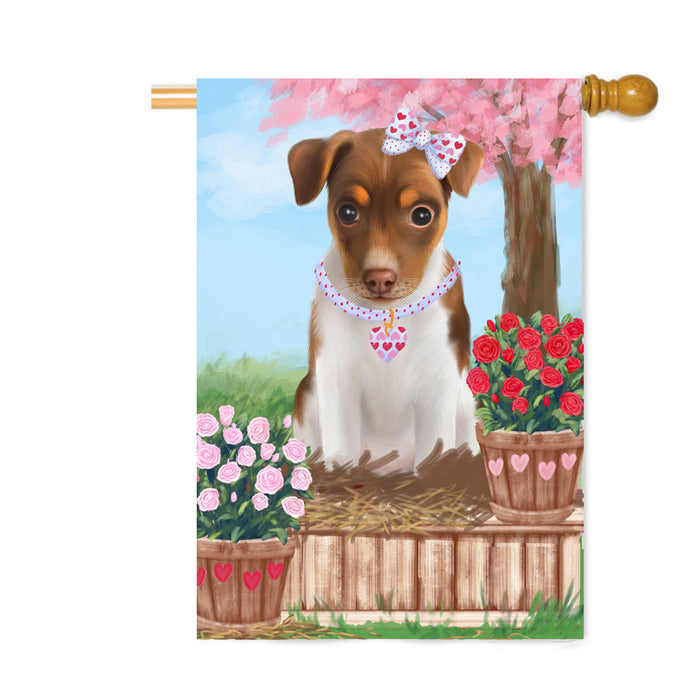 Personalized Rosie 25 Cent Kisses Rat Terrier Dog Custom House Flag FLG64922