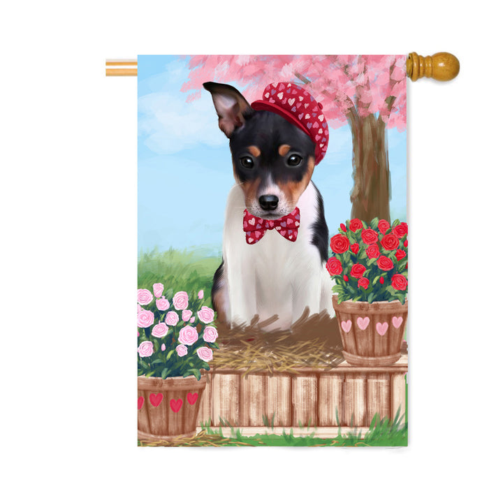 Personalized Rosie 25 Cent Kisses Rat Terrier Dog Custom House Flag FLG64923