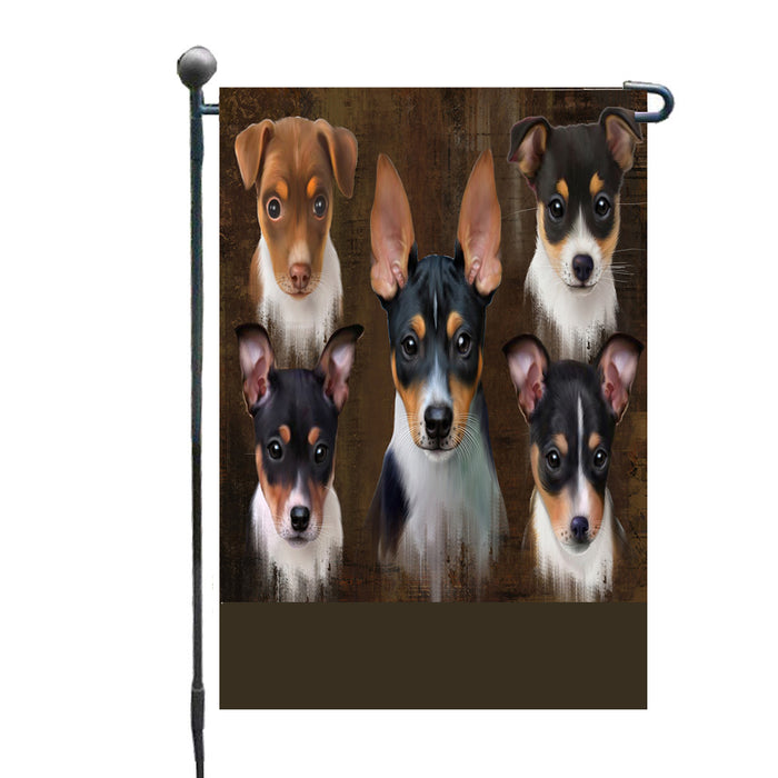 Personalized Rustic 5 Rat Terrier Dogs Custom Garden Flags GFLG-DOTD-A62569