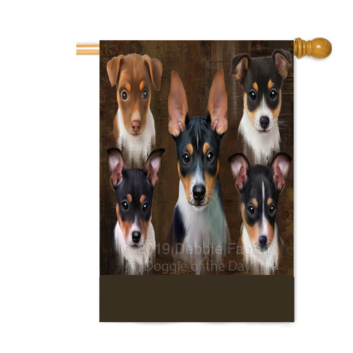 Personalized Rustic 5 Rat Terrier Dogs Custom House Flag FLG-DOTD-A62625